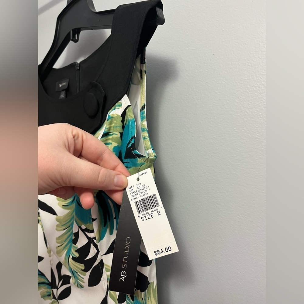 AB studios sz 2 sleeveless sheath bodycon Midi Hawaiian Vacation Resort Dress - Picture 2 of 5